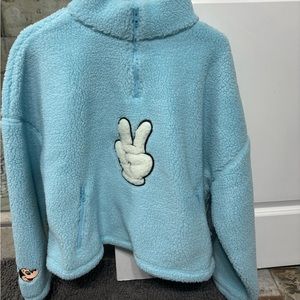 Mickey Mouse Peace Sign Fleece Top for Women